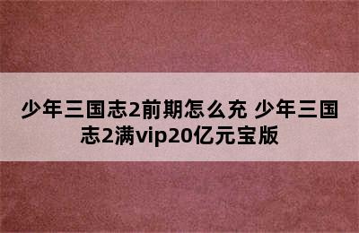 少年三国志2前期怎么充 少年三国志2满vip20亿元宝版